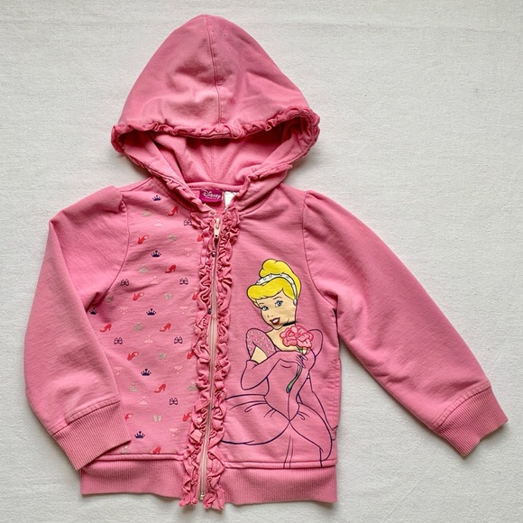 Disney Other - Disney Princess Cinderella Embroidered Ruffled Pink Hoodie Jacket 4T
